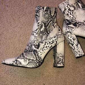 Snakeskin booties